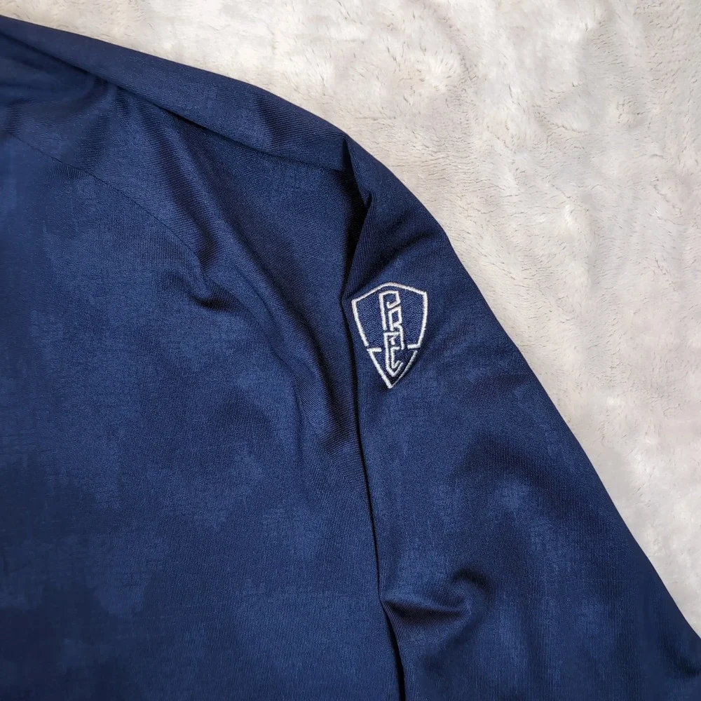 Peter Millar Verge Windowpane‎ 1/4-Zip Pullover Mens XL Navy Blue Golf Athletic